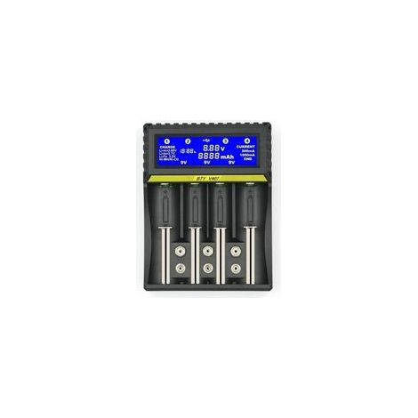 Chargeur de batterie 18650 Batterie Lithium-ion Nickel Métal Hydrure Nickel Cadmium AA AAA 9 V Chargeur de batterie Chargeur intelligent avec écran LCD, Noir (1/5)