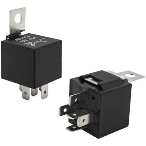 Lot de 2 relais automatiques standard 12 V 40 A SPDT à 5 broches pour voiture, pour moteur automobile, remplace le type JD-1914 (2 pièces) avec prise de relais étanche noire (2 pièces) (1/5)