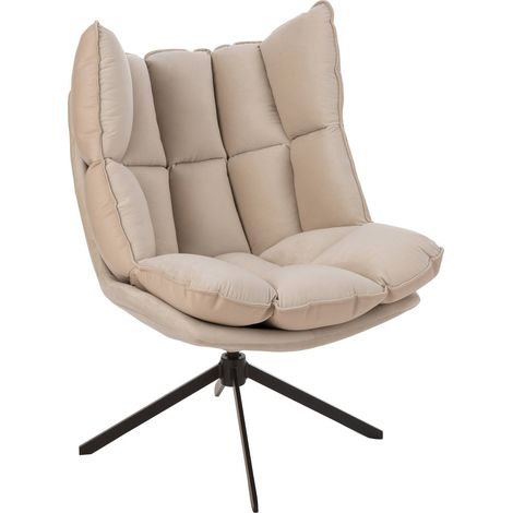 Chaise relax coussin pied métal beige confort moderne - Beige sable et pied noir (1/5)