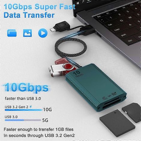 Lecteur de cartes mémoire double emplacement CFexpress Type B et SD, adaptateur USB 3.2 Gen 2 Type B 10 Gbit/s pour CFexpress. (1/5)