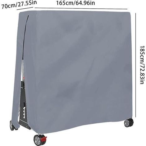 Table Tennis Cover Heavy Duty Waterproof Outdoor Indoor Ping Pong Table Storage Covers Accessories Polyester 165 x 70 x 185cm gris (1/4)
