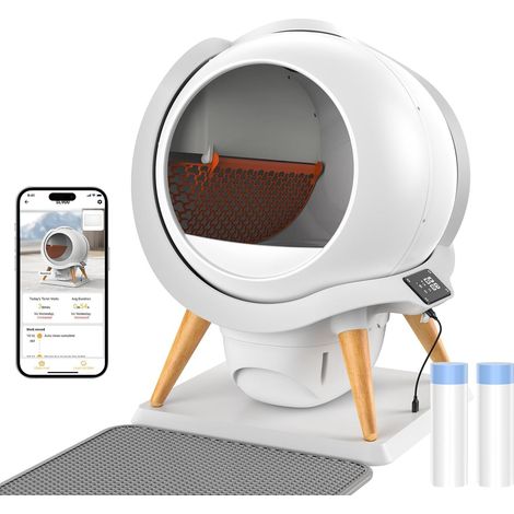 Litiere Chat Autonettoyante HoneyGuaridan, Bac à Litière Automatique 63L (1/5)