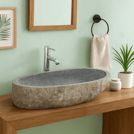 Lavabo da appoggio - Pietra Rivière - 75 cm - GALÉO XL (1/5)