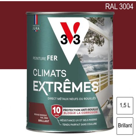 Peinture Fer V33 Climats Extrêmes Rouge Basque Brillant 1,5 L (1/6)