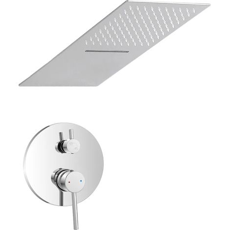Set doccia da incasso con soffione a sbalzo 25x52 cm e cascata Nuego