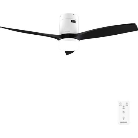 Cecotec Ventilador de Techo con Luz y Mando a Distancia de 52" EnergySilence Aero 5600 Classic White&Black. Motor DC 40W