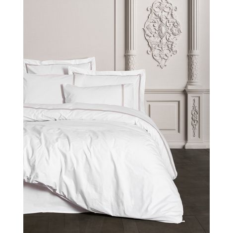 Copripiumino, copripiumino, biancheria da letto Set 100% Cotone Bianco Grigio (1/2)
