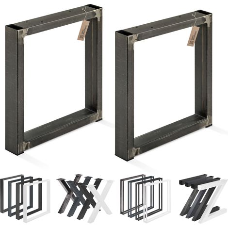 LAMO Manufaktur Lot de 2 pieds de table basse, modèle Simple Medium, Profil 60x30 mm, 30x43 cm (L x H), Acier brut, LTS-01-D-AA-0000 (1/5)