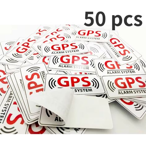 50 Adesivi GPS Alarm Rifrangenti 55x25mm Anti Furto Auto Impermeabili (1/4)