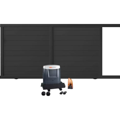Portail coulissant électrique PVC anthracite H 160 x L 250 ARLES - ouverture vers la droite (1/5)
