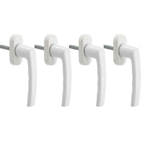 Poignée de fenêtre blanche, lot de 4 poignées de fenêtre universelles en aluminium, compatible avec les fenêtres à gauche. (1/5)