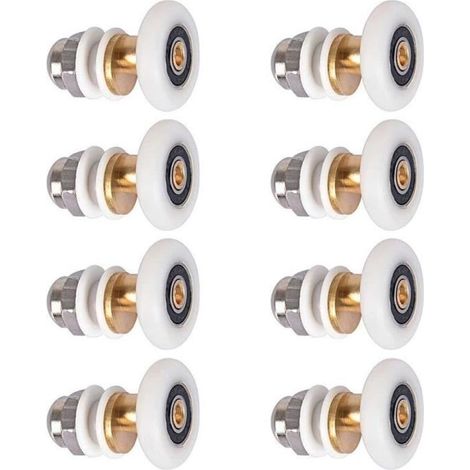 Lot de 8 porte de Douche - Rouleau Roulette Roue pour Porte de Douche Roulettes Coulissantes Porte, 23mm de diametre