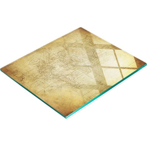 Tabla de cocina de vidrio templado con gr谩fico de mapa del Viejo Mundo, 60x52 cm. (1/5)