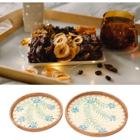 Set aus 2 runden Desserttellern für Zuhause, Wohnzimmer, Nachmittagstee, Tee und Erfrischungen, Orchideenmuschelmuster. (1/5)