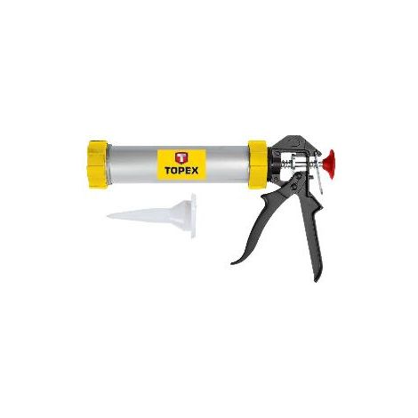 FPLUS pistola silicona-masilla tub.300 ml , TOPEX 21B330 Pistola para tubos de silicona 300ml totalmente cerrada y de aluminio.
