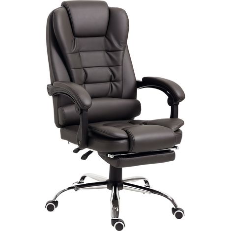 Fauteuil de bureau inclinable style présidentiel avec repose-pieds, 64,5 x 69 x 109-117 cm, couleur café (1/5)