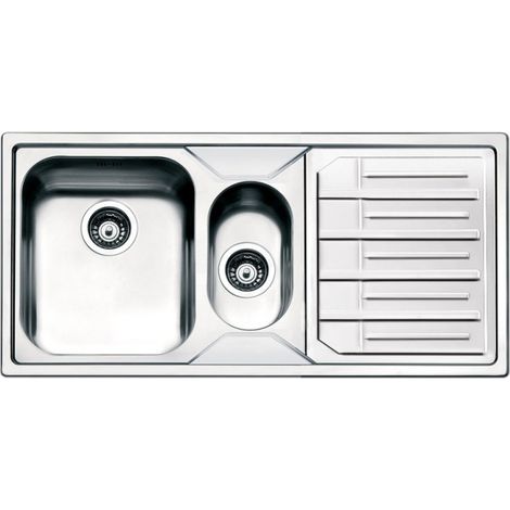 Fregadero encastrado semi-encastrable 2 cubetas y escurridor derecho 100x50 - Smeg LP102D2 (1/2)