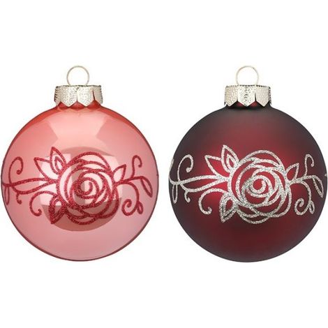 PALLINA IN VETRO VINTAGE ROSA CON ROSA 8 CM PREZZO CADUNO INDICARE IL MODELLO
