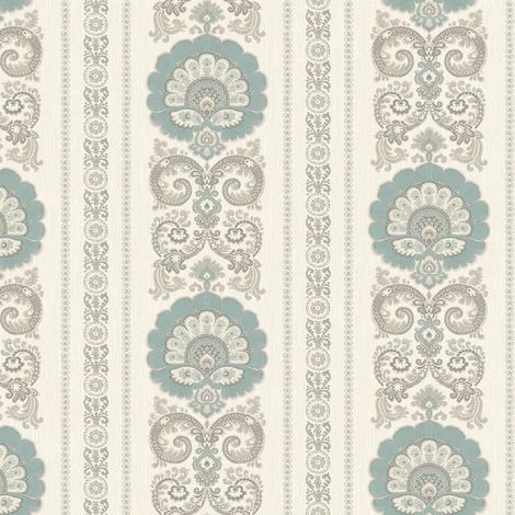 Wallquest Vintage Damask Teal Wallpaper Classic Traditional Acrylic Coated (1/4)