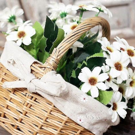 Panier à fleurs artificiel en osier tressé à la main, à poignée unique (1/5)