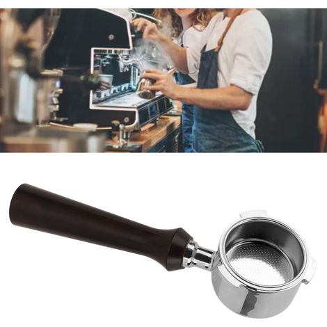 Modification de la machine à café De'Longhi à trois poignées en acier inoxydable de 51 mm, porte-filtre monocouche sans fond, erreur de longueur de poignée de 1 à 2 cm, style F en bois de santal viole (1/5)