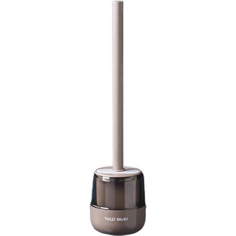 Brosse de toilette à tête flexible, en caoutchouc TPR à séchage rapide et étanche, avec trou de suspension et support de base pour salle de bain, 39,5 cm (15,55 pouces). (1/5)