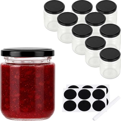 Relaxdays Barattoli di Vetro con Coperchio a Vite, Set da 10, 200 ml, per Conserve, Contenitori per Alimenti