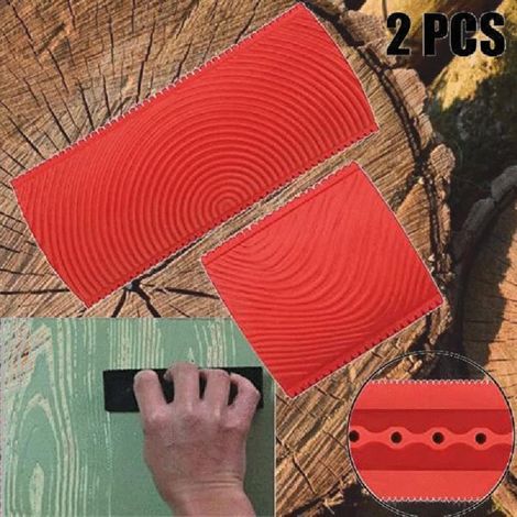 Articles en liquidation : Kit d’outils imitation bois 2 pièces (rouleau à peinture imitation bois en silicone, pinceau, kit d’outils de bricolage imitation bois) (1/4)