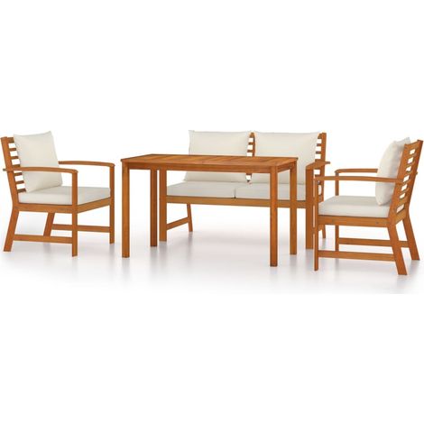 Maison Exclusive - 4-tlg. Garten-Essgruppe mit Kissen Massivholz (1/5)