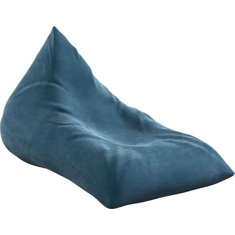 Pouf poire allongée en velours - Bleu Foncé (1/3)