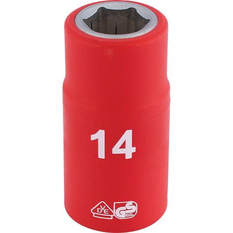 Draper 31789 Draper Expert Fully Insulated VDE Socket, 1/2"" Sq. Dr., 14mm (1/5)