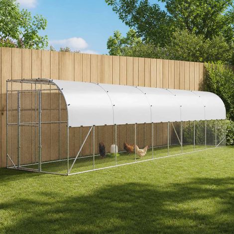 vidaXL Poulailler contre le mur Argenté 600 x 150 x 215 cm (1/5)
