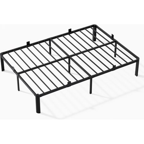 CECIPA MAX Lit Double 140 x 190 cm, Cadre de Lit Adulte Moderne avec Sommier à Lattes, Lit en Métal Robuste Pieds en Forme D’éventail, Supporte Jusqu'à 500 kg, Montage Facile, Noir (1/5)