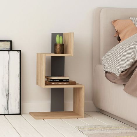 Decortie Rosie Modern Side End Table  Multipurpose With Creativeness  H 72cm - Oak / Anthracite Grey