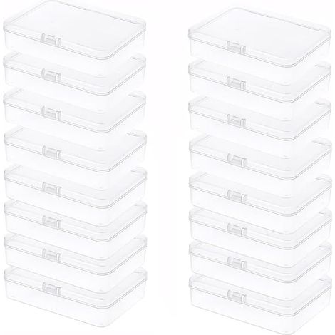 Petite Boite de Rangement Plastique Transparent avec Couvercle à Charnière 9.5x 6 .5x 2.6cm Mini Boite Rangement Plastique pour Pilules Perles Bijoux Artisanat (1/5)