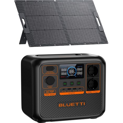 Kit Powerstation BLUETTI AC70P mit Solarpanel 130 W (0% MwSt)