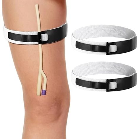 2 attaches de poche de jambe pour cathéter, bande ajustable en nylon, kit anti-dérapant pour cathéter Foley, dispositif de stabilisation élastique homme/femme, 2 x 87 cm