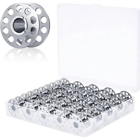 Canettes et bobines de fil métalliques 25 pièces – Bobines vides pour machines à coudre – Avec boîte de rangement – Accessoires de couture et travaux manuels (1/5)