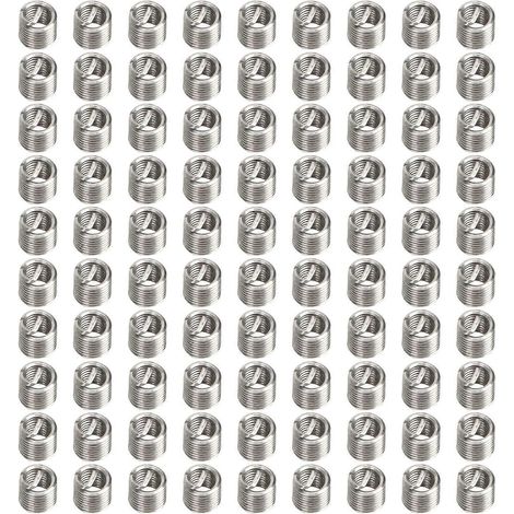 100 inserts filetés, outil de réparation d'écrous réducteurs, acier inoxydable, M2,5 x 0,452D