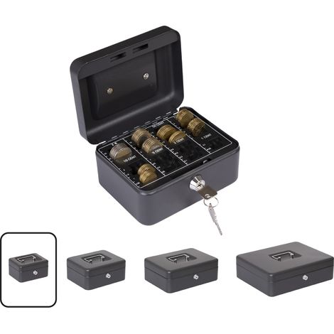 ARREGUI Elegant Cash Cassetta di sicurezza con chiave per contare e trasportare denaro, Cassetta Portavalori in acciaio con vassoio Portamonete, Cassaforte portatile, Nero 15 cm de larghezza C9614-EUR (1/4)