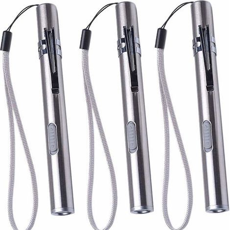 Set of 3 USB LED flashlights for nurses, mini rechargeable flashlight, practical penlight with clip (1/5)