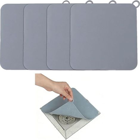 Pack of 4 Grey Silicone Odour Stoppers 20 x 20 cm - Durable and Effective Protection Against Bad Odors for Bathroom, Kitchen and Toilet (1/5)