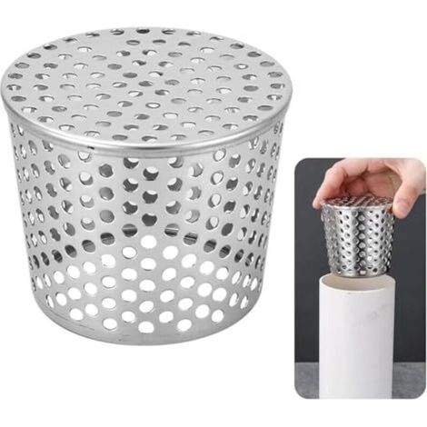 Protection de gouttière en acier inoxydable, attrape-feuilles tuyau de descente pour drain de toit plat, drains et tuyaux de descente, crépine de gouttière (90-110 mm) (1/5)