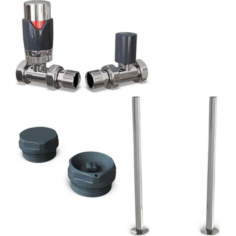 Talus Flair - Thermostatic Radiator Valve & Installation Kit - Anthracite Straight 15mm