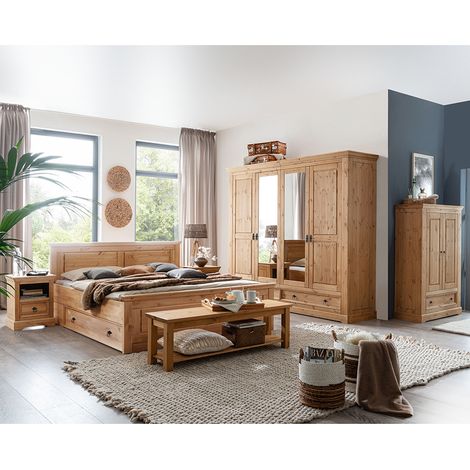 Schlafzimmer Set 8-teilig, Kiefer massiv eichefarben geölt, STEINKJER-69 (1/5)