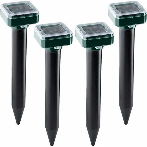 Répulsif solaire sonique contre les taupes, paquet de 4, répulsif à ultrasons et à énergie solaire pour extérieur, répulsif pour marmottes (1/5)