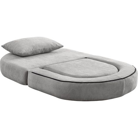 Divano letto pieghevole futon in ciniglia grigio chiaro con cuscino, 101 x 90 x 41 cm, MODENUIT (1/5)