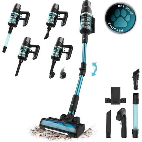 Cecotec Aspiradora Escoba sin Cable Conga Rockstar RX50 Pet Flex. 300AW, 750W, 30kPa, Motor Alto Rendimiento, Cepillo Hairless XL, Autonomía 90mins en Modo Eco, Tubo Flex, Luz LED y Cabezal Mascotas (1/5)