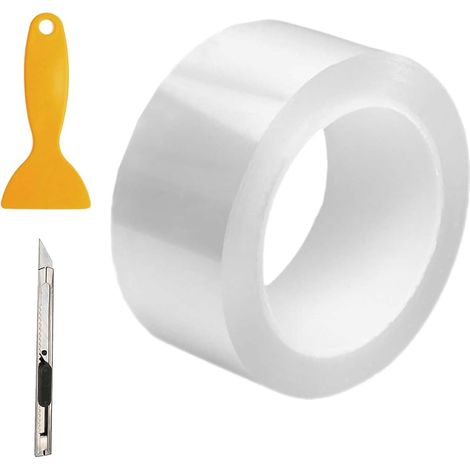Lot de 3 films de protection de peinture transparents 5 cm x 10 m avec raclette et couteau auto-cicatrisant pour voiture, vélo, moto, meubles (1/5)
