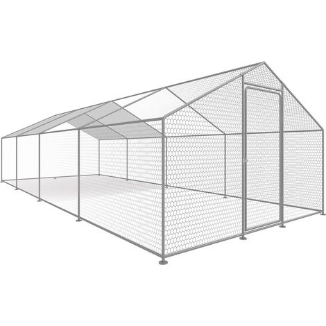 Gallinero 24 m² parque de malla metálica 8 x 3 x 2 M acero galvanizado (1/5)